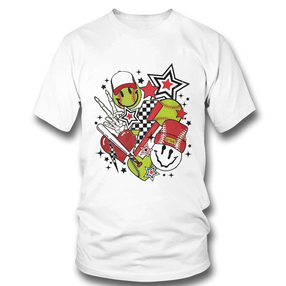 Retro Softball Smiley Face Shirt Hoodie