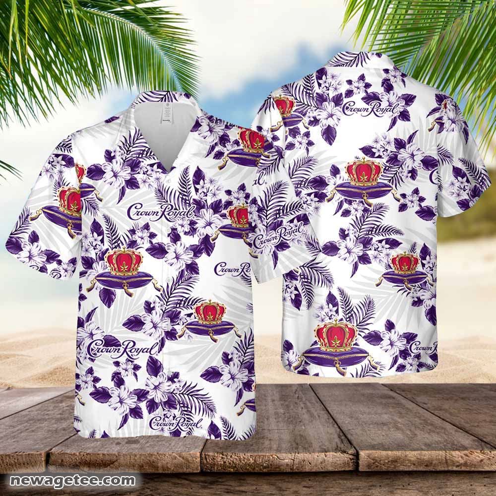 Crown Royal Whiskey Hawaiian Flowers Pattern Shirt Hawaii