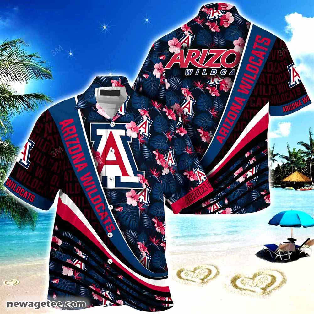 Arizona Wildcats Summer Beach Hawaiian Shirt With Tropical Flower Pattern