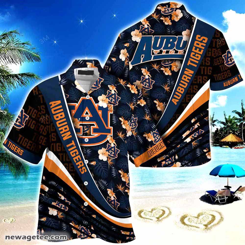 Auburn Tigers Summer Beach Hawaiian Shirt With Tropical Flower Pattern