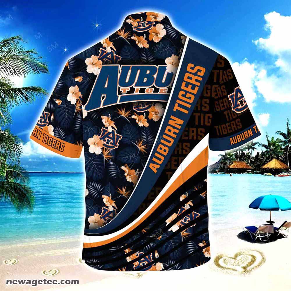 Auburn Tigers Summer Beach Hawaiian Shirt With Tropical Flower Pattern