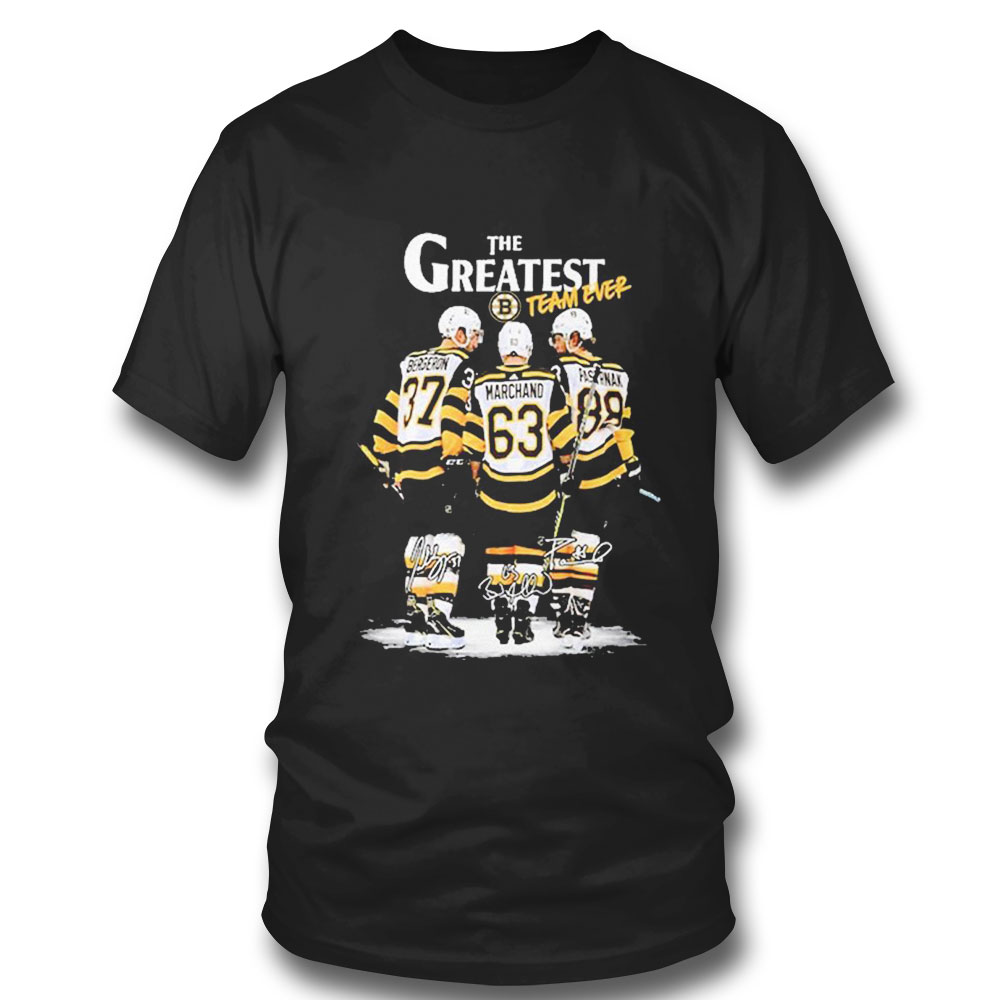 Boston Bruins The Greatest Team Ever Bergeron Marchand Pastrnak Signature T-shirt