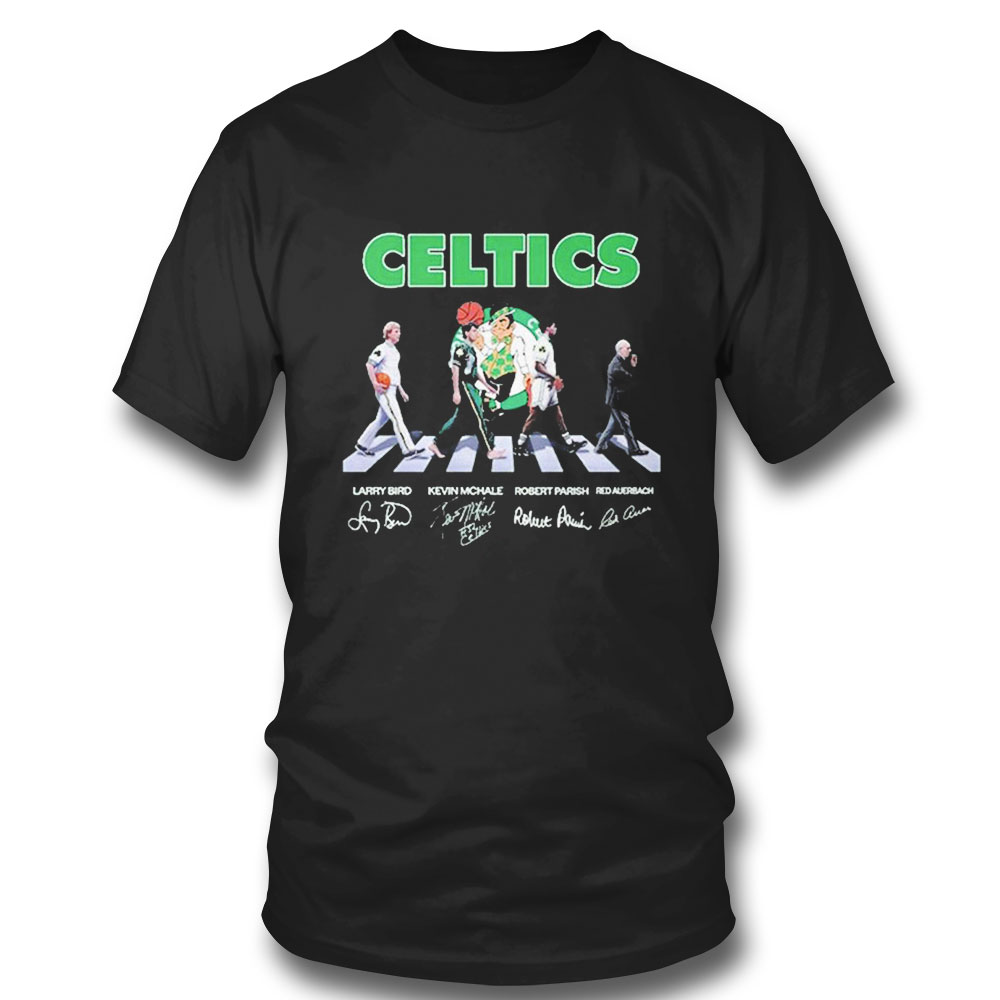 Celtics Larry Bird Kevin Mchale Robert Parish Red Auerbach Signature T-shirt