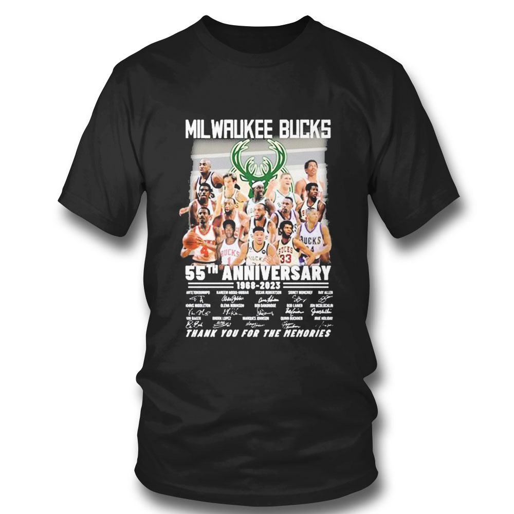 Milwaukee Bucks 55th Anniversary 1968 2023 Thank You For The Memories Signature T-shirt