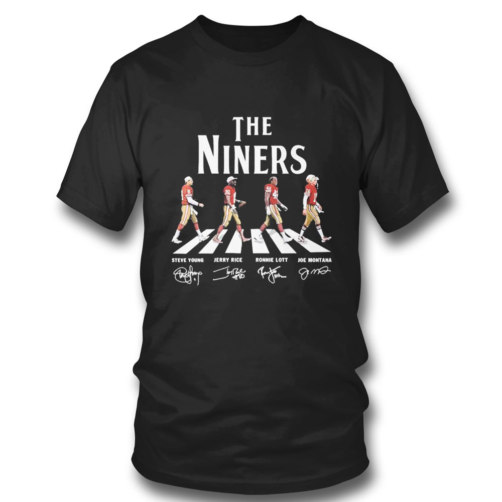 The Niners Steve Young Jerry Rice Ronnie Lott Joe Montana Abay Road Signatures T-shirt