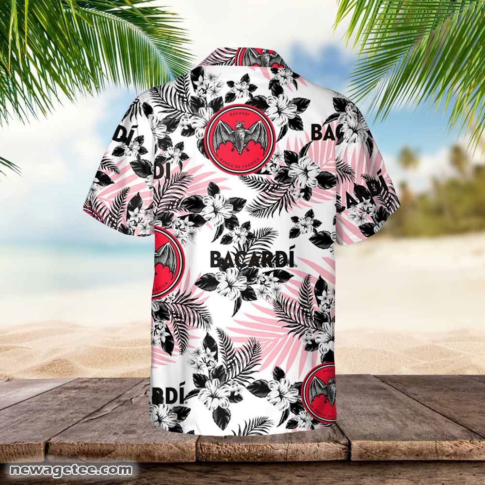 Bacardi Hawaiian Button Up Shirt Hibiscus Floral