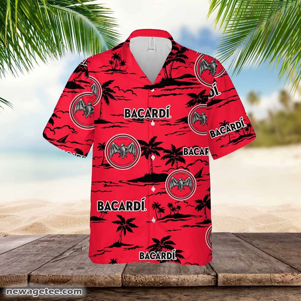 Bacardi Hawaiian Button Up Shirt Island Palm Leaves Bacardi Hawaiian Button Up Shirt Island Palm Leaves