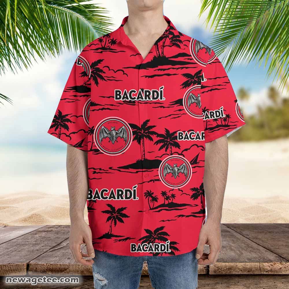 Bacardi Hawaiian Button Up Shirt Island Palm Leaves Bacardi Hawaiian Button Up Shirt Island Palm Leaves
