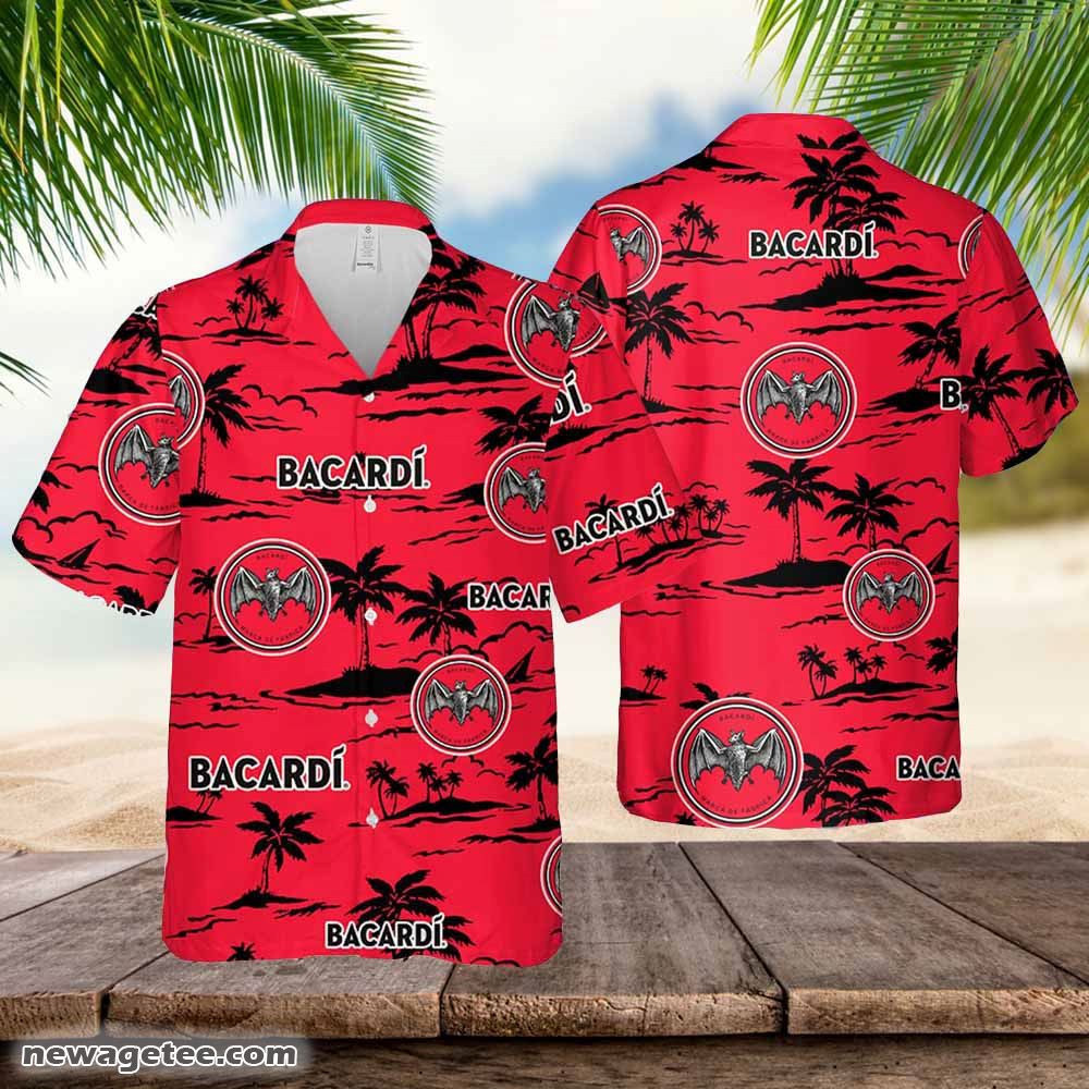 Bacardi Hawaiian Button Up Shirt Island Palm Leaves Bacardi Hawaiian Button Up Shirt Island Palm Leaves