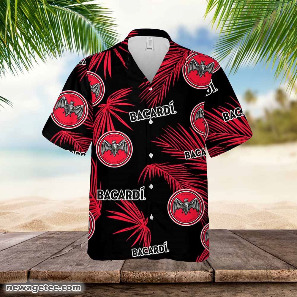 Bacardi Hawaiian Button Up Shirt Palm Leaves Pattern Party Bacardi Hawaiian Button Up Shirt Palm Leaves Pattern Party