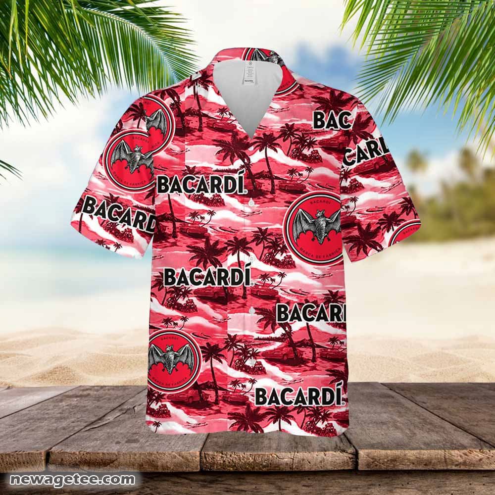 Bacardi Hawaiian Button Up Shirt Sea Island Pattern Bacardi Hawaiian Button Up Shirt Sea Island Pattern