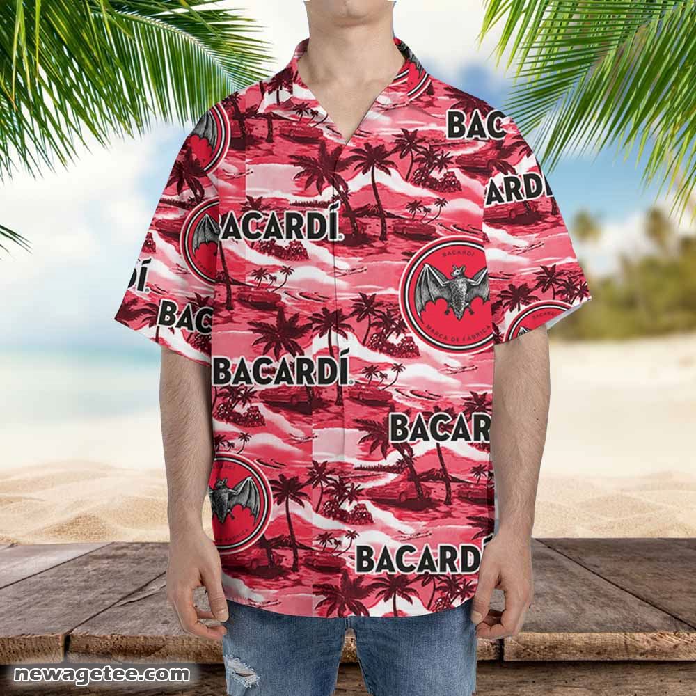 Bacardi Hawaiian Button Up Shirt Sea Island Pattern Bacardi Hawaiian Button Up Shirt Sea Island Pattern