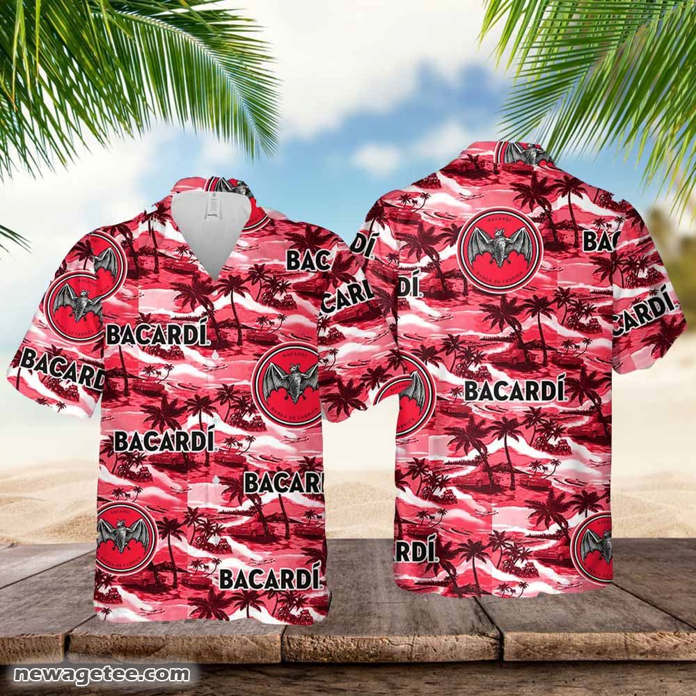 Bacardi Hawaiian Button Up Shirt Sea Island Pattern Bacardi Hawaiian Button Up Shirt Sea Island Pattern