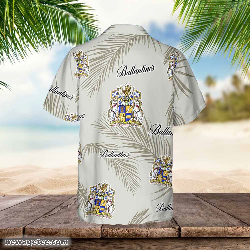 Ballantines Hawaiian Button Up Shirt Palm Leaves Pattern