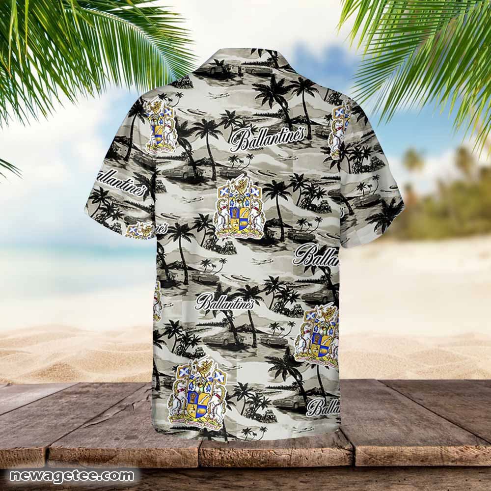 Ballantines Hawaiian Sea Island Pattern Shirt Hawaii Beer