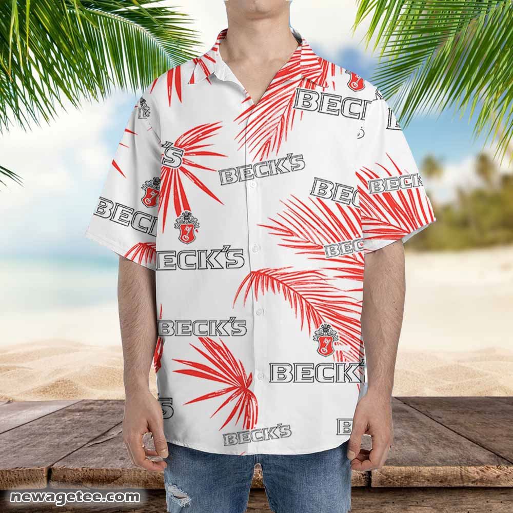 Beck’s Beer Hawaiian Palm Leaves Pattern Shirt Beer Beck’s Beer Hawaiian Palm Leaves Pattern Shirt Beer