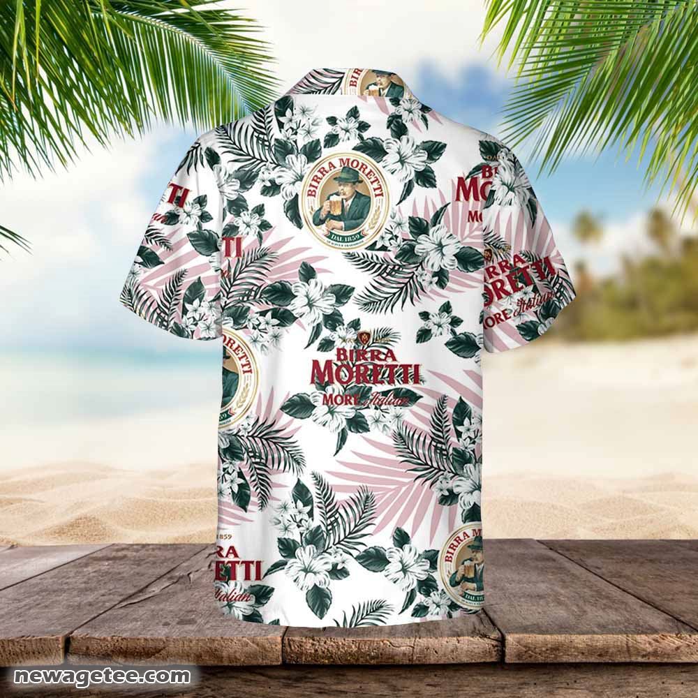 Birra Moretti Hawaiian Flowers Pattern Shirt Hawaiian Beer