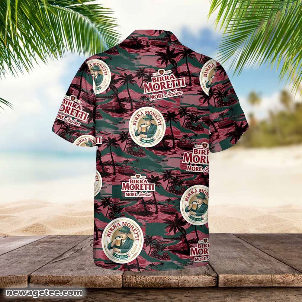 Birra Moretti Hawaiian Sea Island Pattern Shirt Hawaii Beer