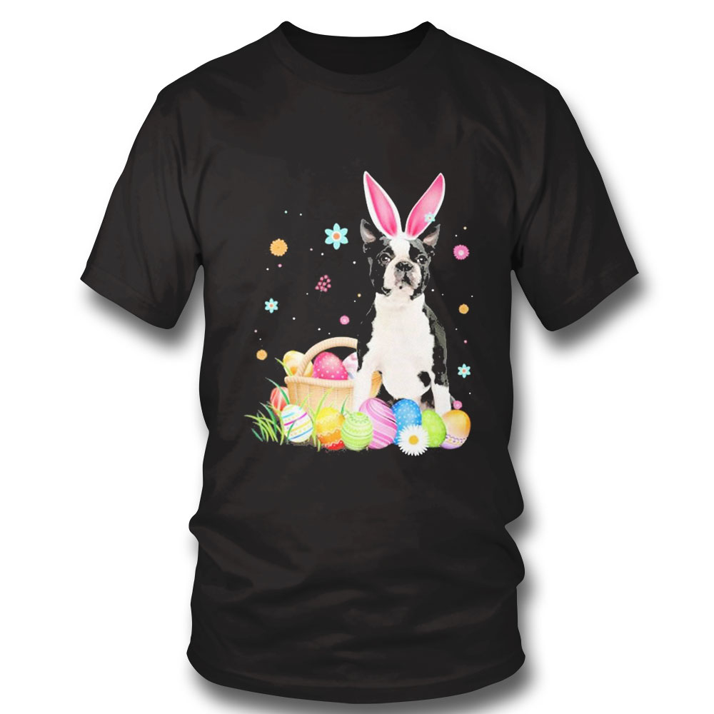 Bunny Egg Black Boston Terrier Happy Eas T-shirt Bunny Egg Black Boston Terrier Happy Eas T-shirt