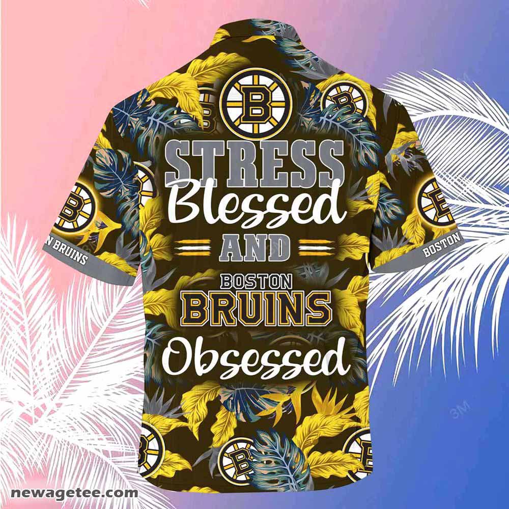 Boston Bruins Nhl Summer Beach Hawaiian Shirt Stress Blessed Obsessed