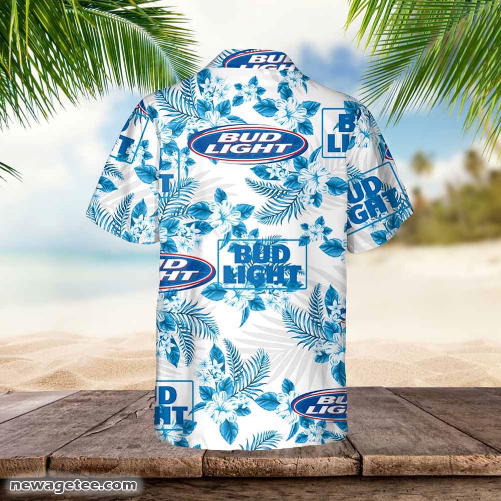 Bud Light Hawaiian Button Up Shirt Hibiscus Floral