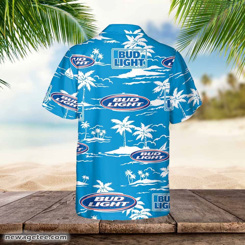 Bud Light Hawaiian Button Up Shirt Island Palm Leaves Shirt Bud