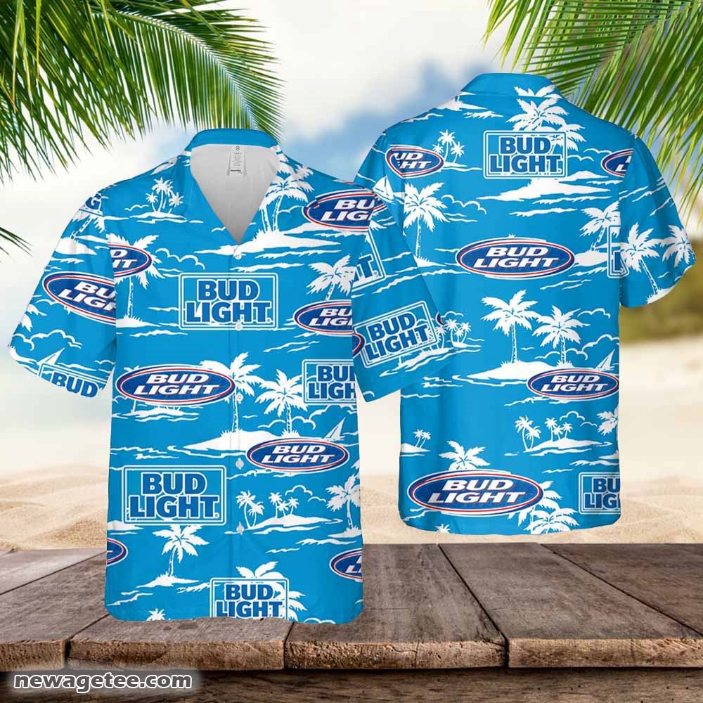 Bud Light Hawaiian Button Up Shirt Island Palm Leaves Shirt Bud Bud Light Hawaiian Button Up Shirt Island Palm Leaves Shirt Bud