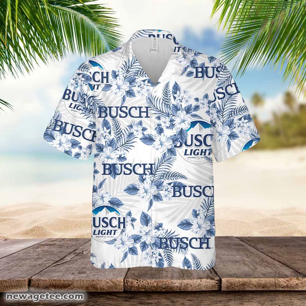 Busch Light Hawaiian Flowers Pattern Shirt Hawaiian Beer