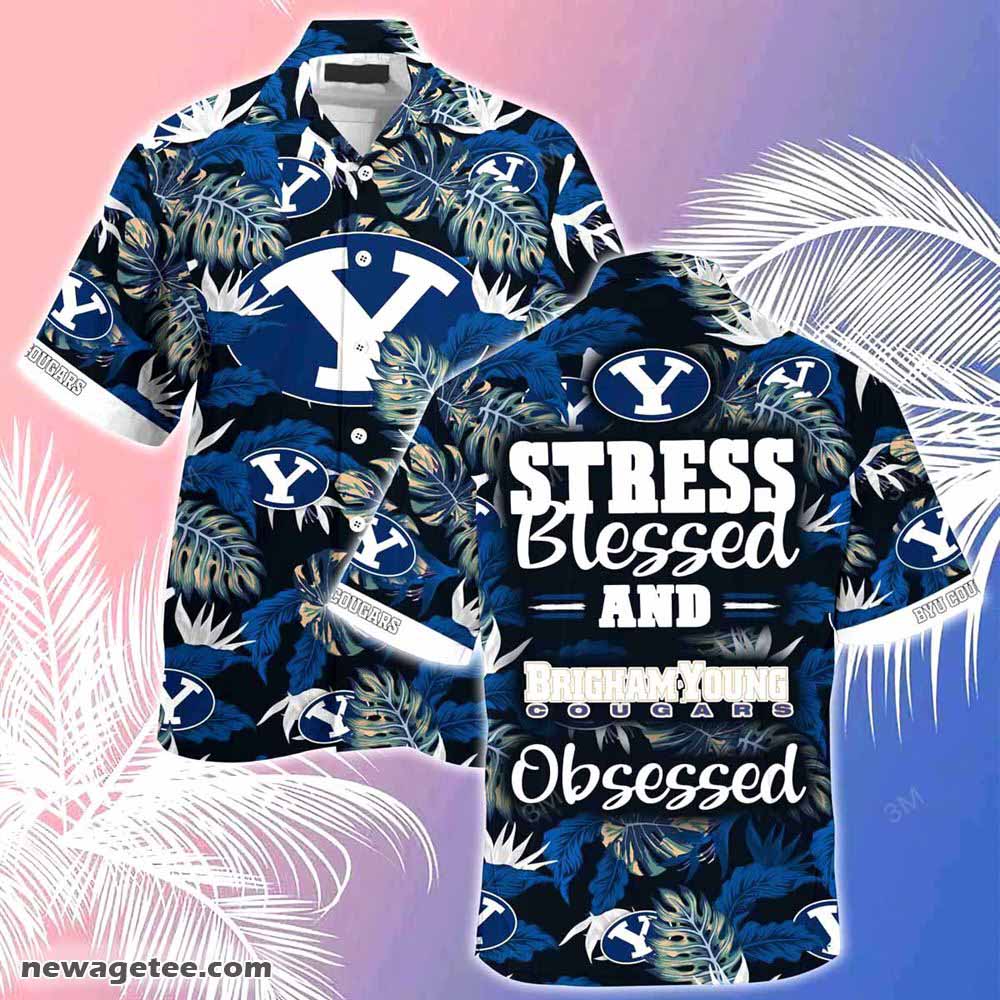 Byu Cougars Summer Beach Hawaiian Shirt Stress Blessed Obsessed