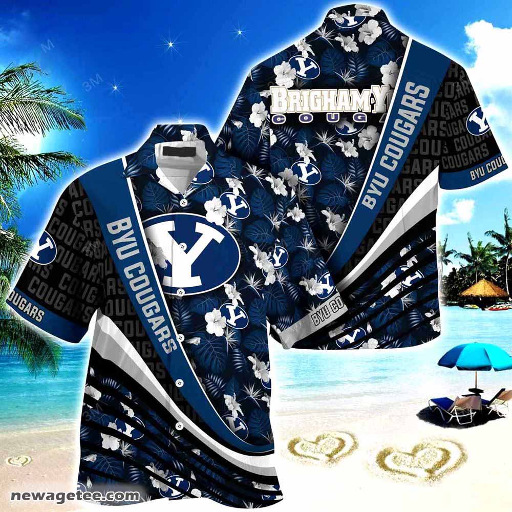 Byu Cougars Summer Beach Hawaiian Shirt With Tropical Flower Pattern