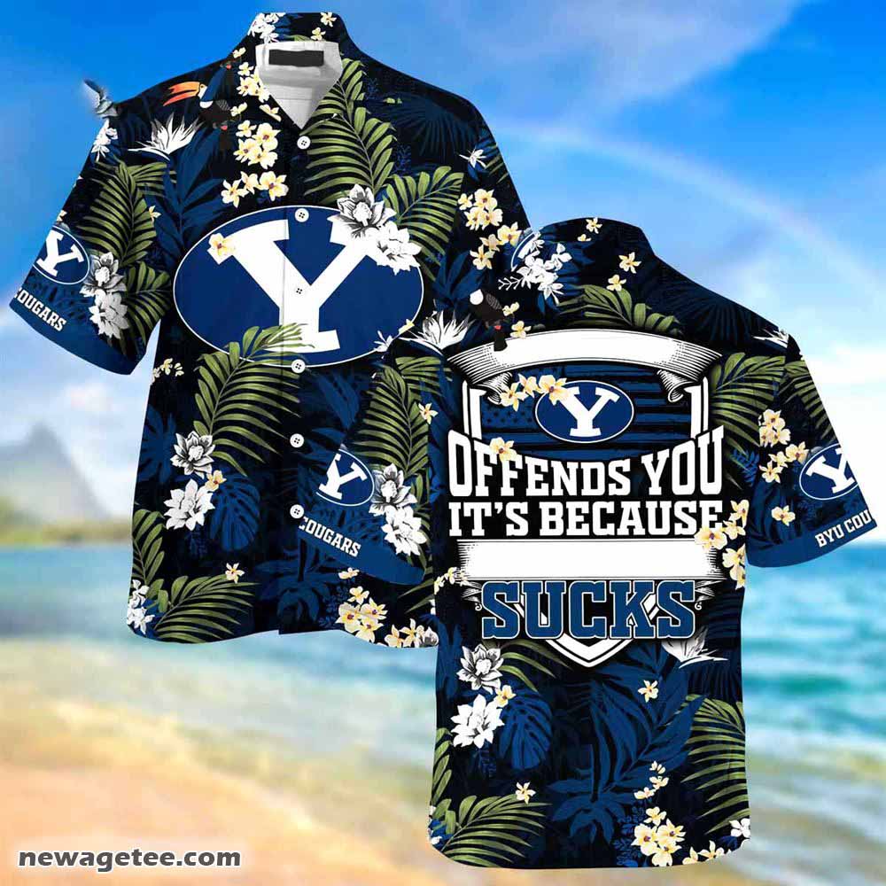 Byu Cougars Summer Beach Hawaiian Shirt With Tropical Patterns