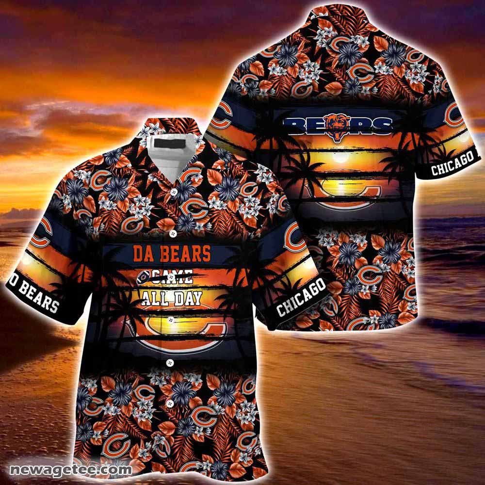 Chicago Bears Nfl Summer Beach Hawaiian Shirt Hibiscus Pattern For Sports Fan