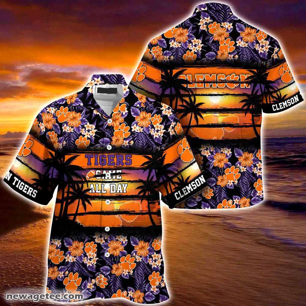 Clemson Tigers Summer Beach Hawaiian Shirt Hibiscus Pattern For Sports Fan