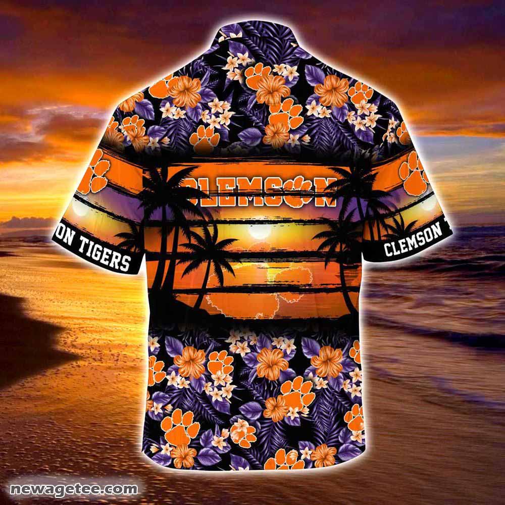 Clemson Tigers Summer Beach Hawaiian Shirt Hibiscus Pattern For Sports Fan