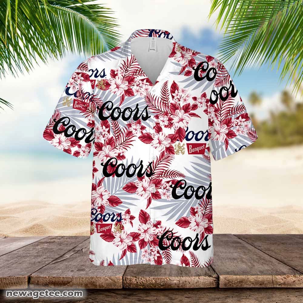 Coors Banquet Hawaiian Flowers Pattern Shirt Hawaiian Beer