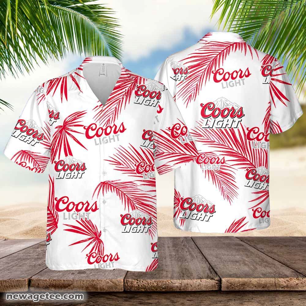 Coors Light Hawaiian Button Up Shirt Palm Leaves Pattern Coors Light Hawaiian Button Up Shirt Palm Leaves Pattern