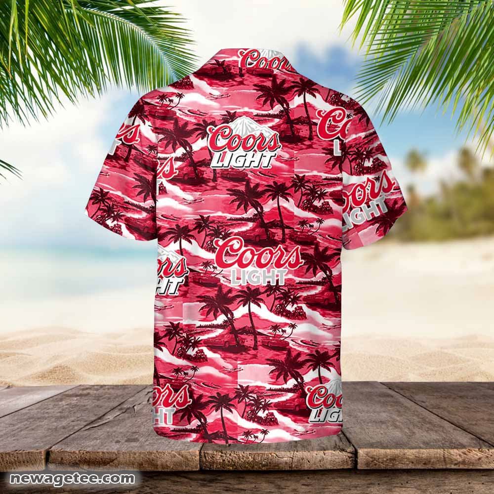 Coors Light Hawaiian Button Up Shirt Sea Island Pattern