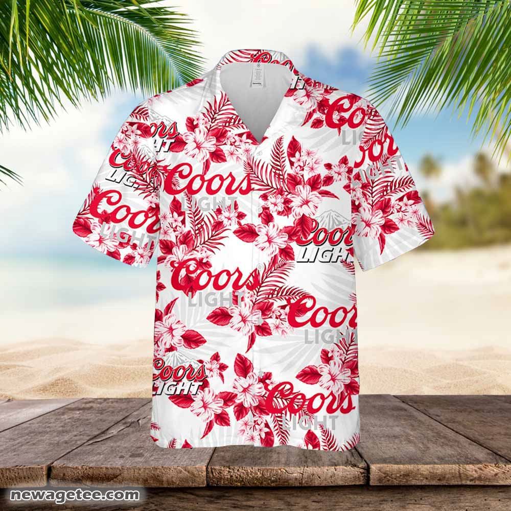 Coors Light Hawaiian Flowers Pattern Shirt Hawaiian Beer