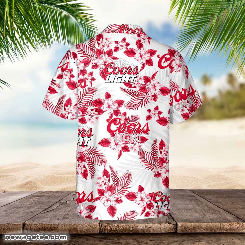 Coors Light Hawaiian Flowers Pattern Shirt Hawaiian Beer