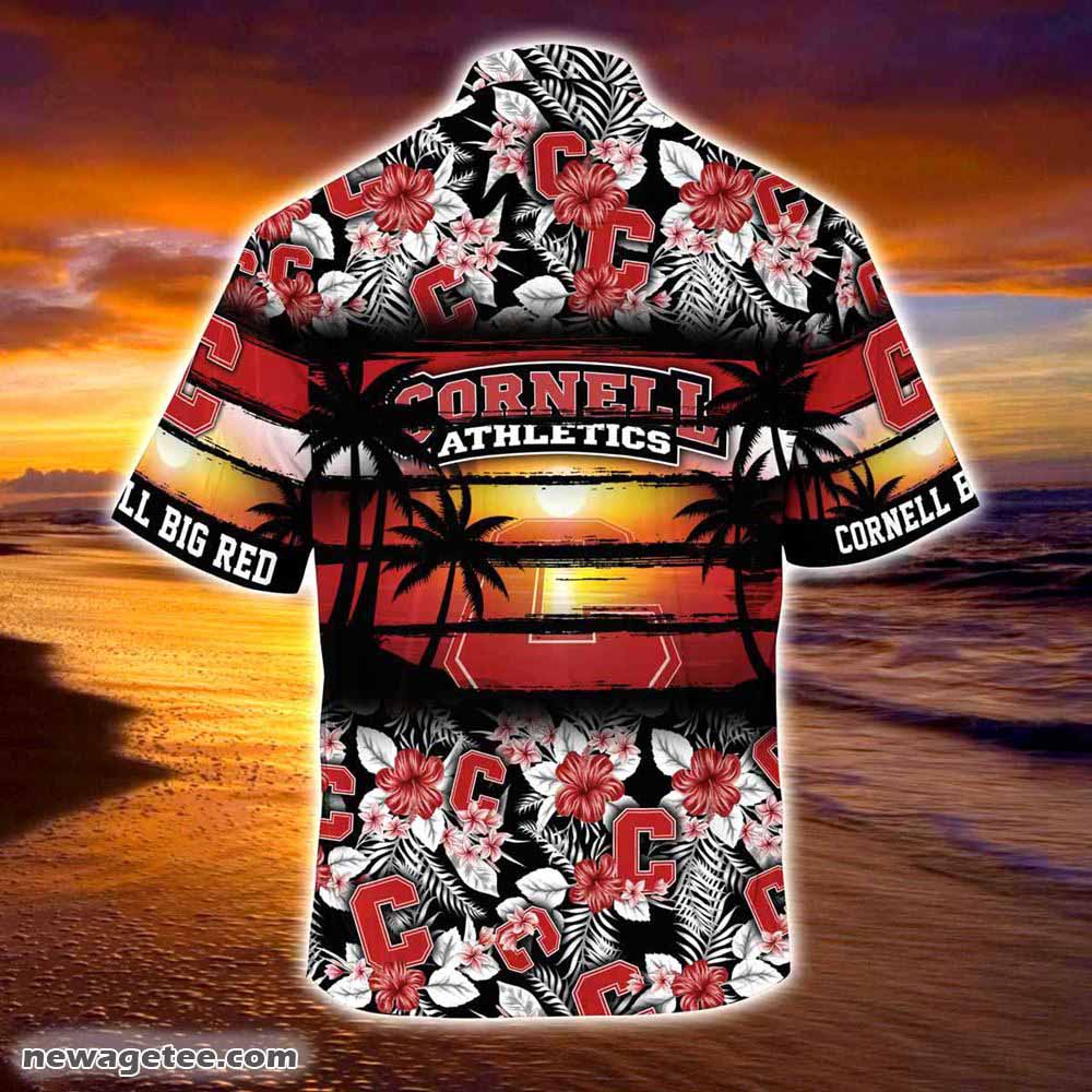 Cornell Big Red Summer Beach Hawaiian Shirt Hibiscus Pattern For Sports Fan