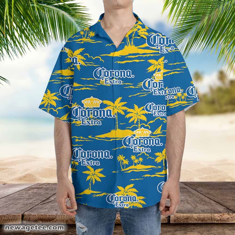 Corona Hawaiian Button Up Shirt Island Palm Leaves Shirt Corona Corona Hawaiian Button Up Shirt Island Palm Leaves Shirt Corona