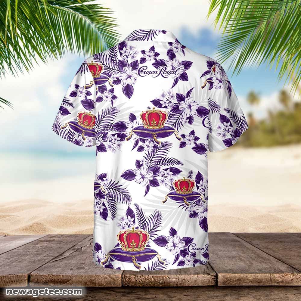 Crown Royal Whiskey Hawaiian Flowers Pattern Shirt Hawaii