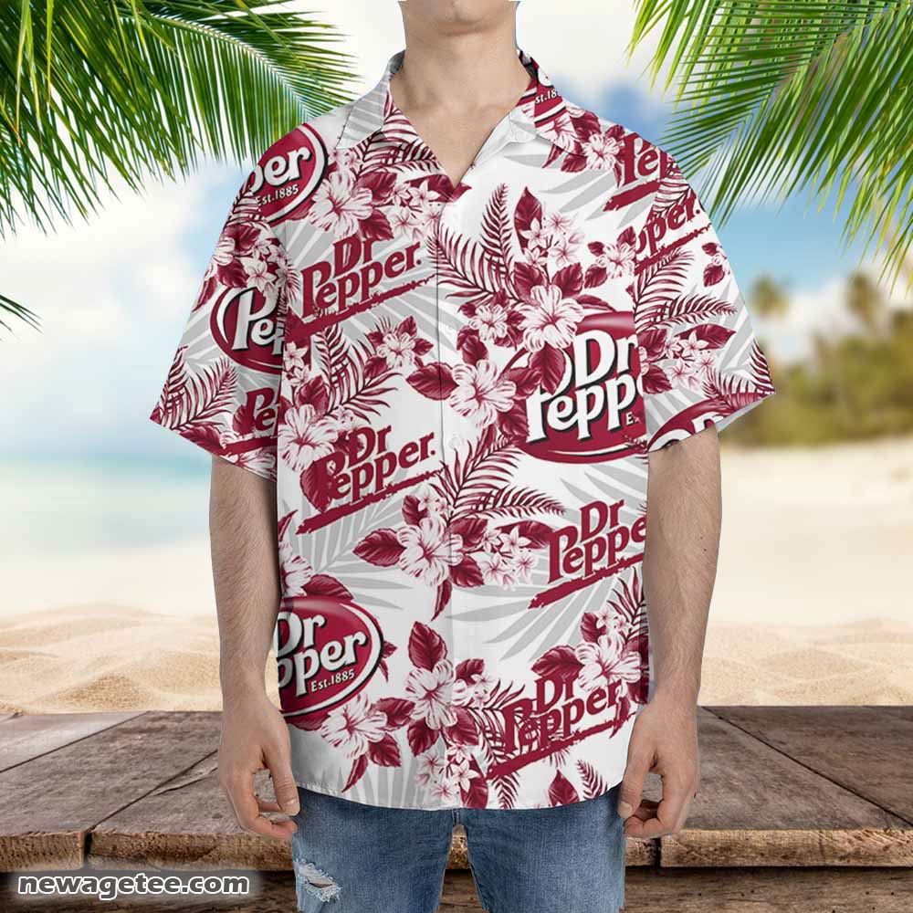 Drpepper Hawaiian Button Up Shirt Hibiscus Floral Drpepper Hawaiian Button Up Shirt Hibiscus Floral