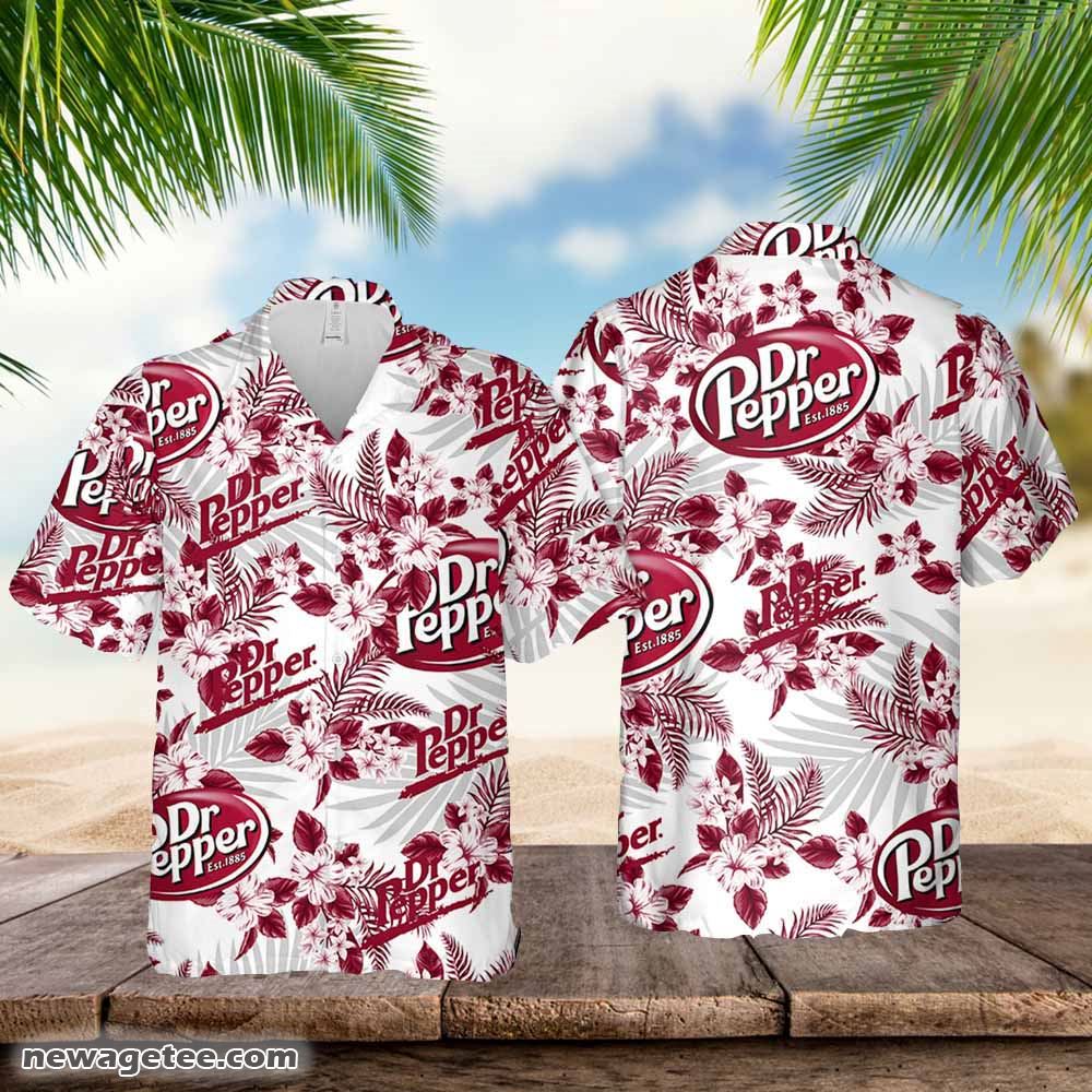 Drpepper Hawaiian Button Up Shirt Hibiscus Floral Drpepper Hawaiian Button Up Shirt Hibiscus Floral