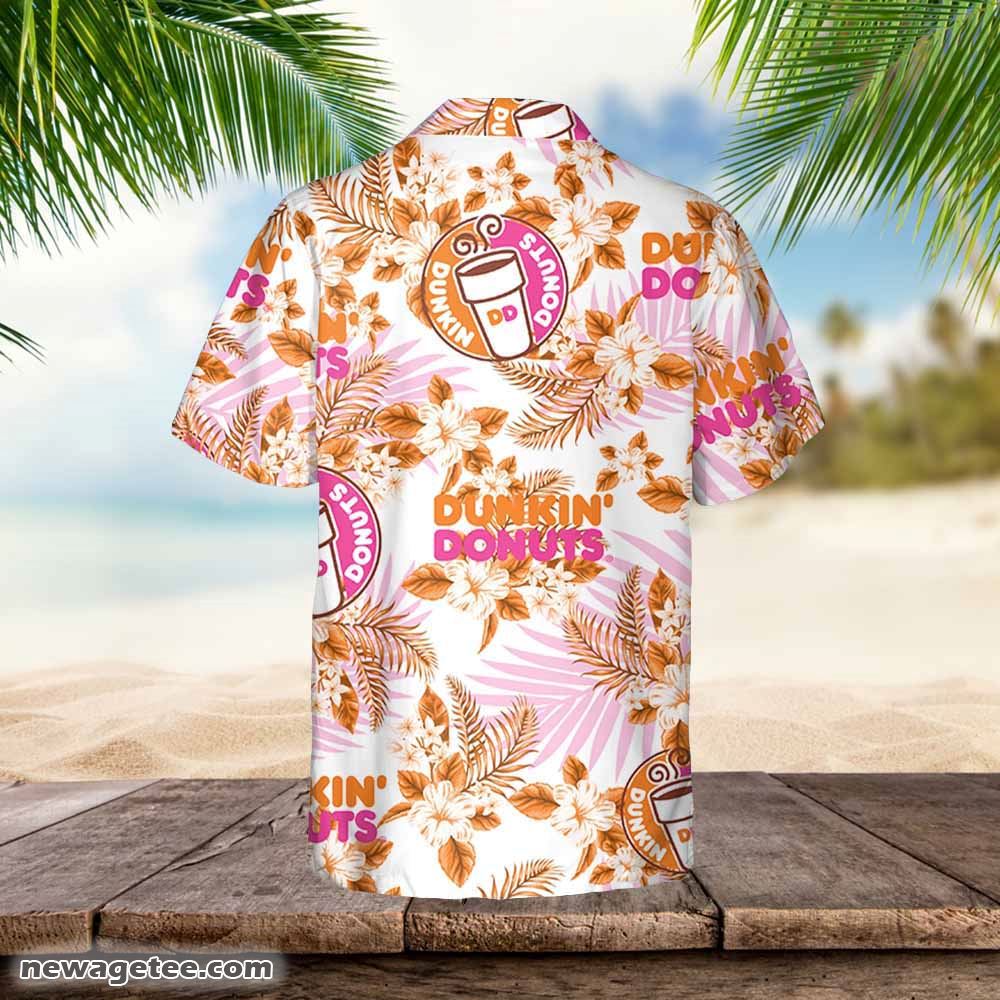 Dunkin Donuts Hawaiian Flowers Pattern Shirt Hawaiian Beer