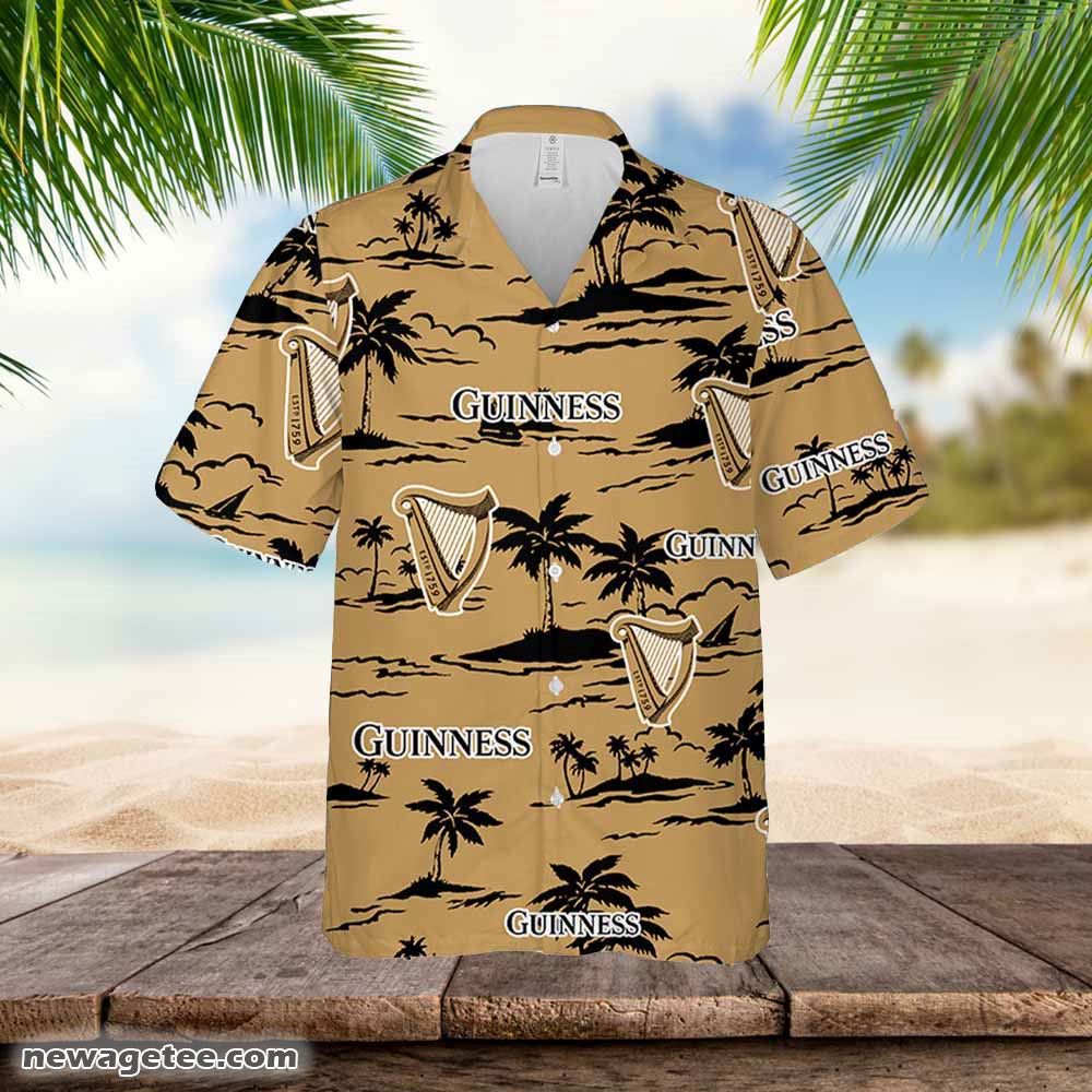 Guinness Hawaiian Button Up Shirt Island Palm Leaves Shirt Guinness Hawaiian Button Up Shirt Island Palm Leaves Shirt