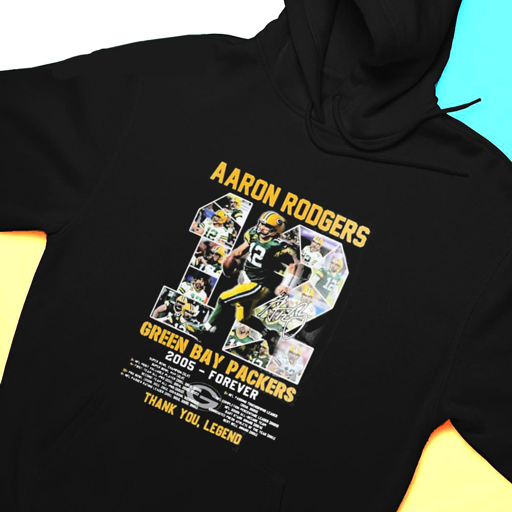 Aaron Rodgers 12 Signature Green Bay Packers 2005 Forever Thank You Legend T-shirt