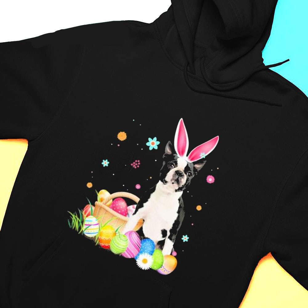 Bunny Egg Black Boston Terrier Happy Eas T-shirt