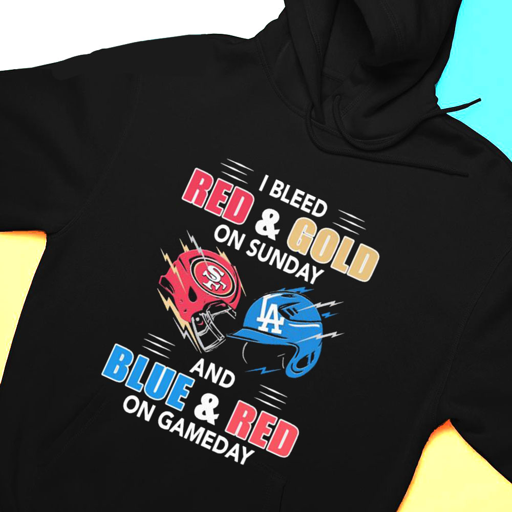 I Bleed Red Gold On Sunday Hat And Blue Red On Gameday T-shirt