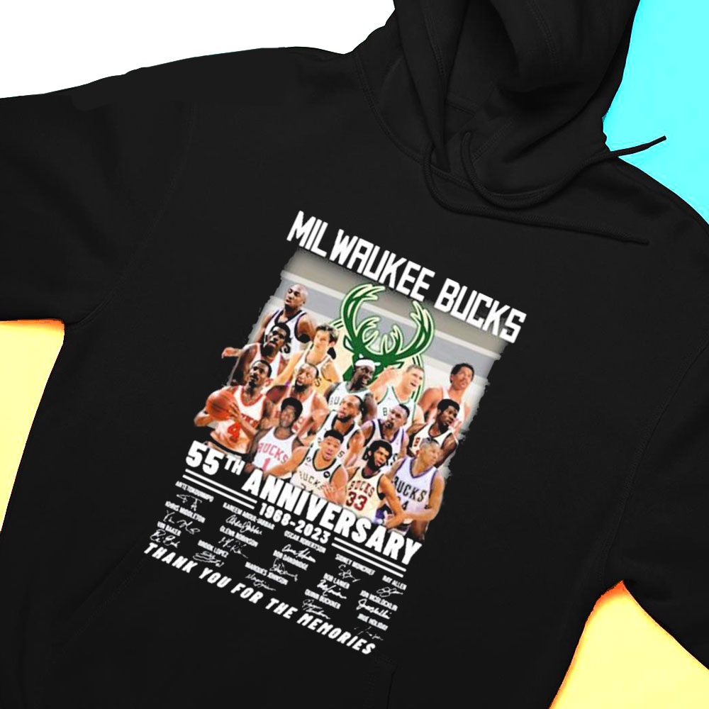 Milwaukee Bucks 55th Anniversary 1968 2023 Thank You For The Memories Signature T-shirt